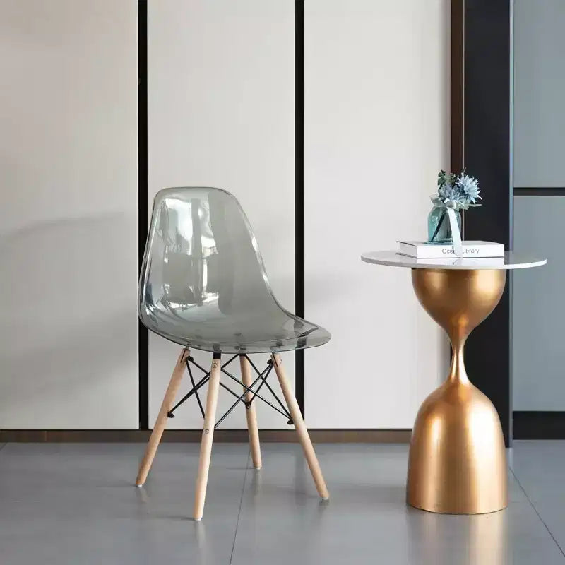 Sedia da pranzo Fabulaxe in stile moderno di metà secolo con gambe a torre Eiffel in legno, sedia d'accento in plastica trasparente DSW
