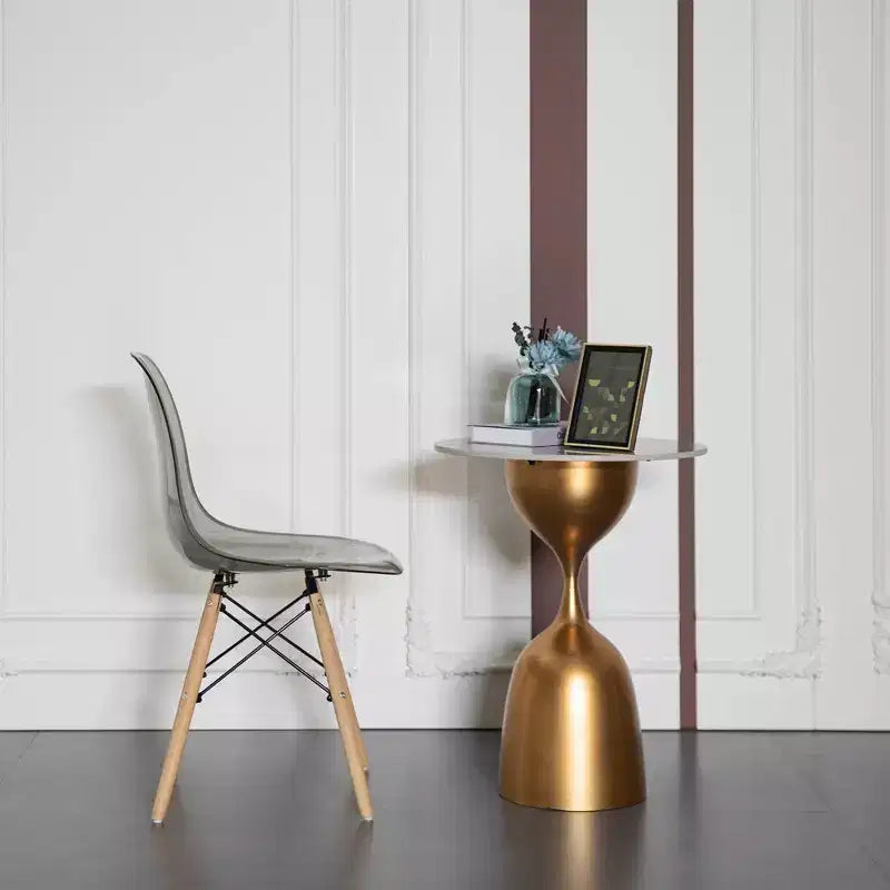 Sedia da pranzo Fabulaxe in stile moderno di metà secolo con gambe a torre Eiffel in legno, sedia d'accento in plastica trasparente DSW