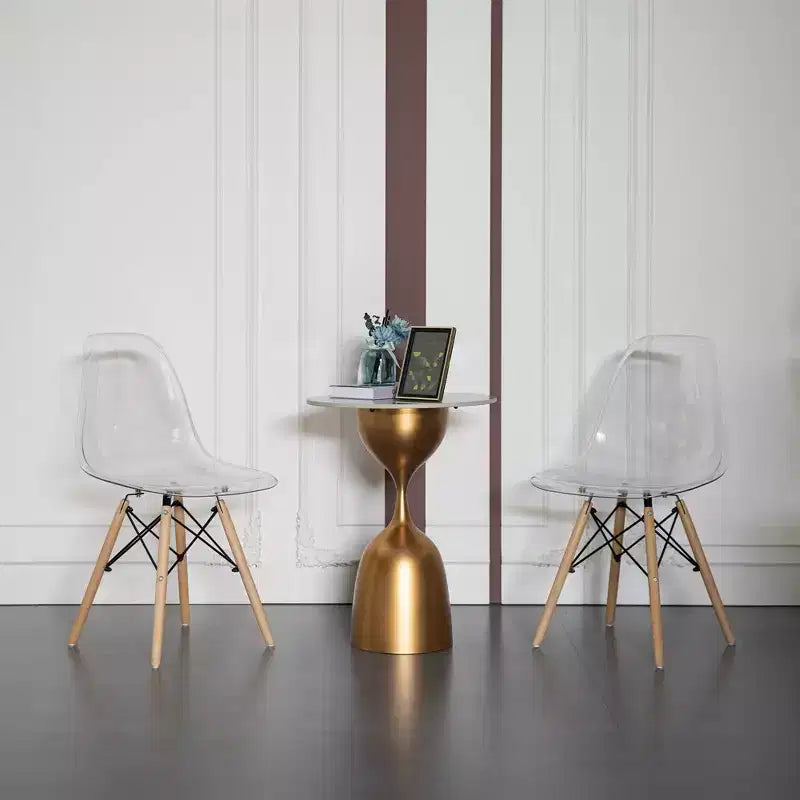 Sedia da pranzo Fabulaxe in stile moderno di metà secolo con gambe a torre Eiffel in legno, sedia d'accento in plastica trasparente DSW