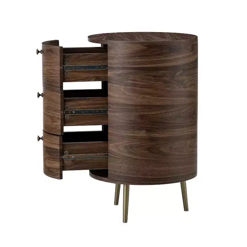 Maddalena Tavolino Contenitore a Tamburo Alto 26" con 3 Cassetti|KARAT HOME