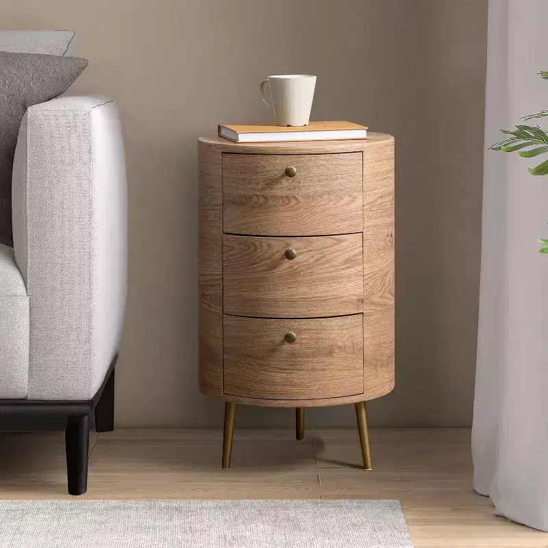 Maddalena Tavolino Contenitore a Tamburo Alto 26" con 3 Cassetti|KARAT HOME