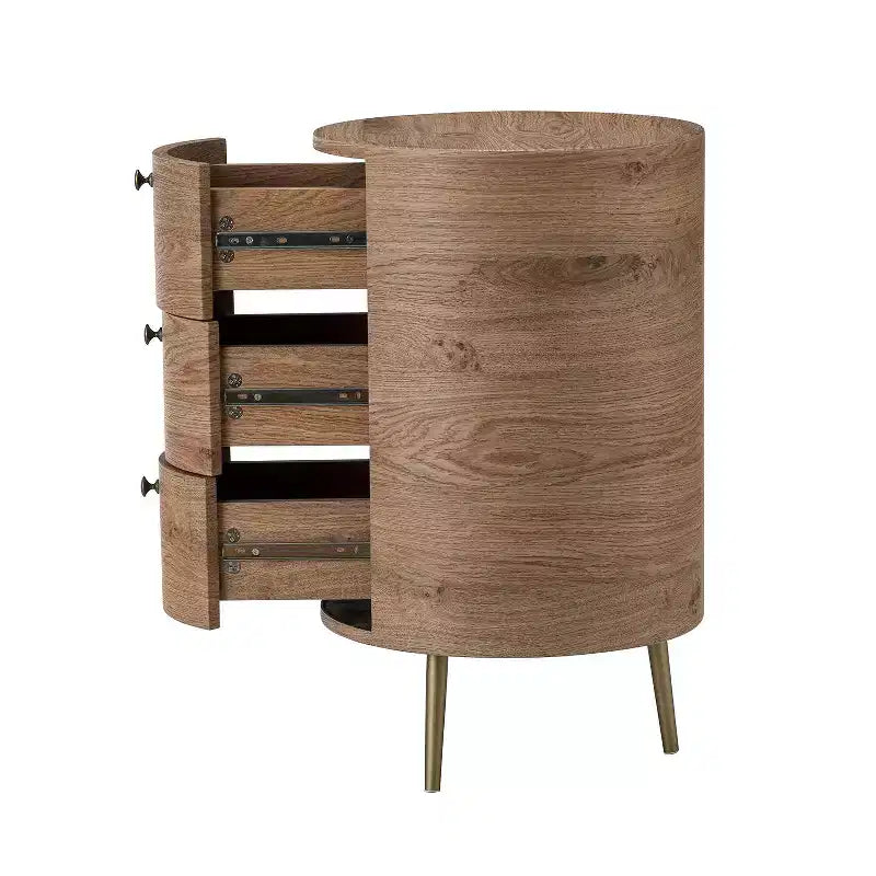 Maddalena Tavolino Contenitore a Tamburo Alto 26" con 3 Cassetti|KARAT HOME