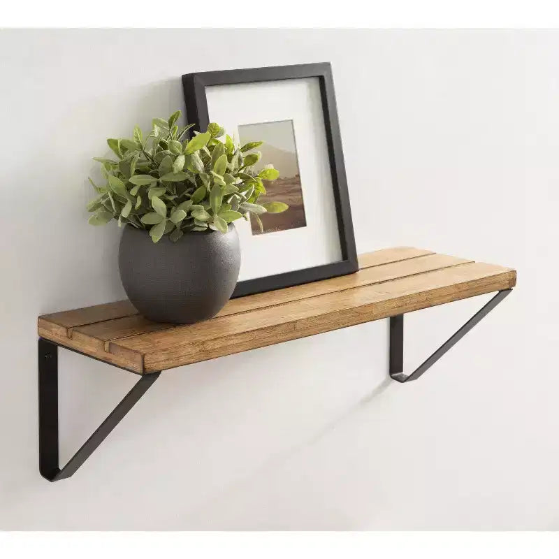 Mensole galleggianti in legno rettangolari Kate and Laurel Samuels, 24x8x8, marrone rustico
