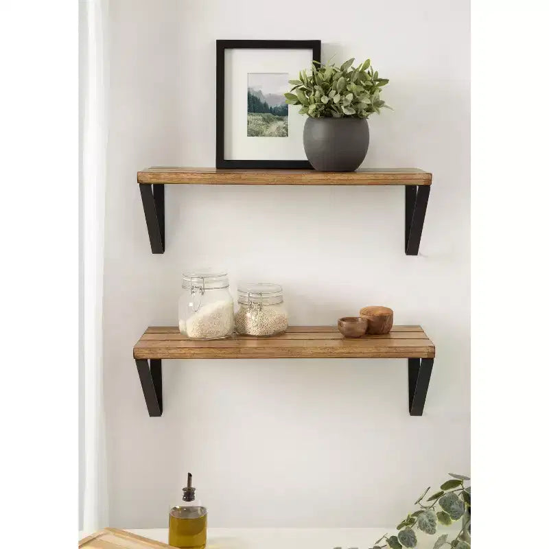 Mensole galleggianti in legno rettangolari Kate and Laurel Samuels, 24x8x8, marrone rustico