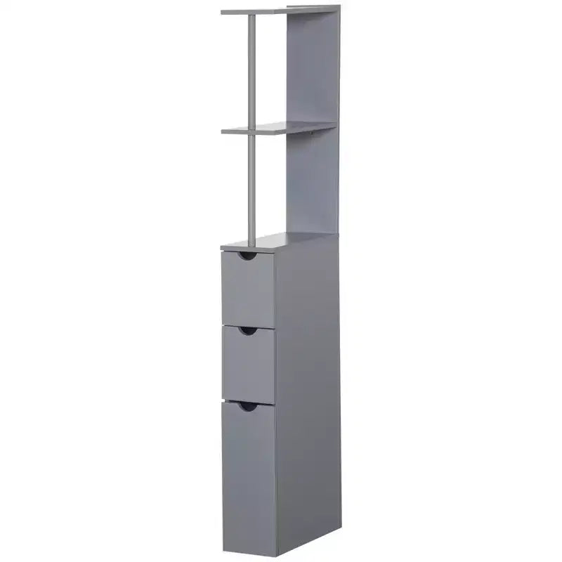HOMCOM Mobiletto Alto da Bagno 137 cm, Armadio da Terra con 2 Ripiani e Cassetti, Organizer Verticale Salvaspazio