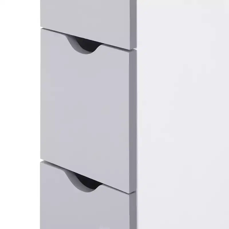 HOMCOM Mobiletto Alto da Bagno 137 cm, Armadio da Terra con 2 Ripiani e Cassetti, Organizer Verticale Salvaspazio
