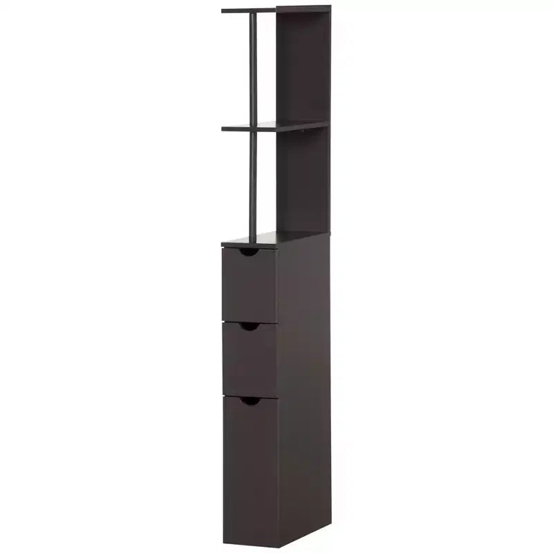 HOMCOM Mobiletto Alto da Bagno 137 cm, Armadio da Terra con 2 Ripiani e Cassetti, Organizer Verticale Salvaspazio