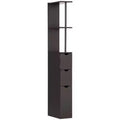 HOMCOM 54 Tall Bathroom Storage Cabinet, Freestanding Linen Tower with 2-Tier Shelf and Drawers, Narrow Side Floor Organizer