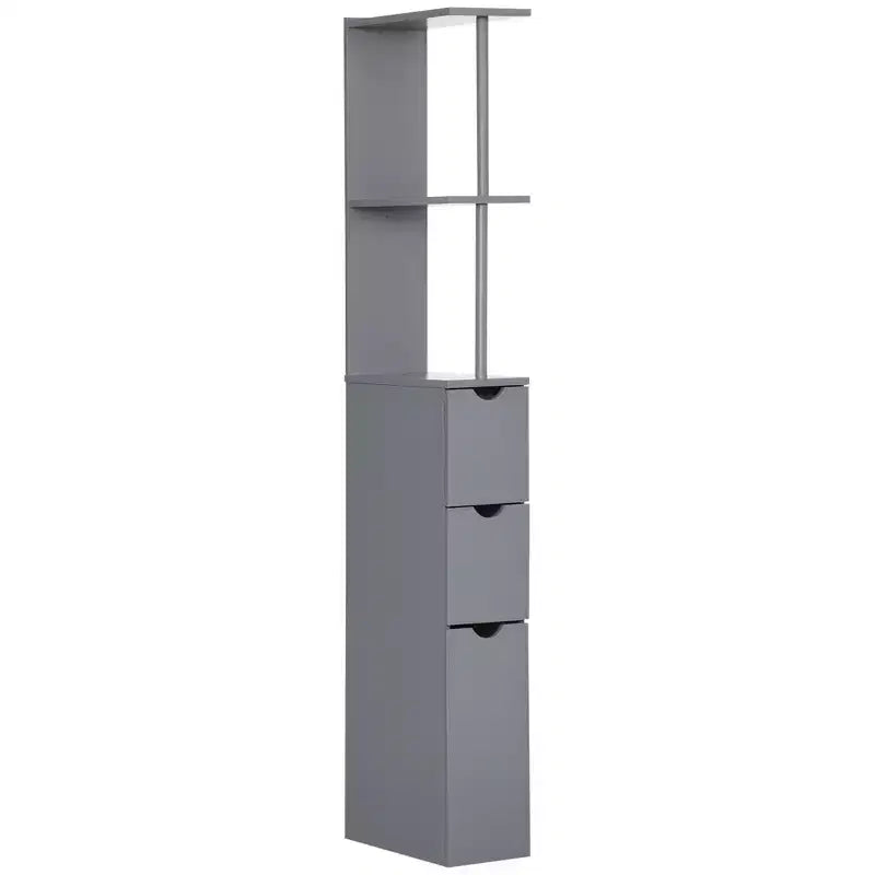 HOMCOM Mobiletto Alto da Bagno 137 cm, Armadio da Terra con 2 Ripiani e Cassetti, Organizer Verticale Salvaspazio