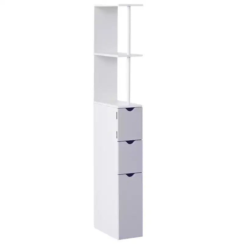 HOMCOM Mobiletto Alto da Bagno 137 cm, Armadio da Terra con 2 Ripiani e Cassetti, Organizer Verticale Salvaspazio