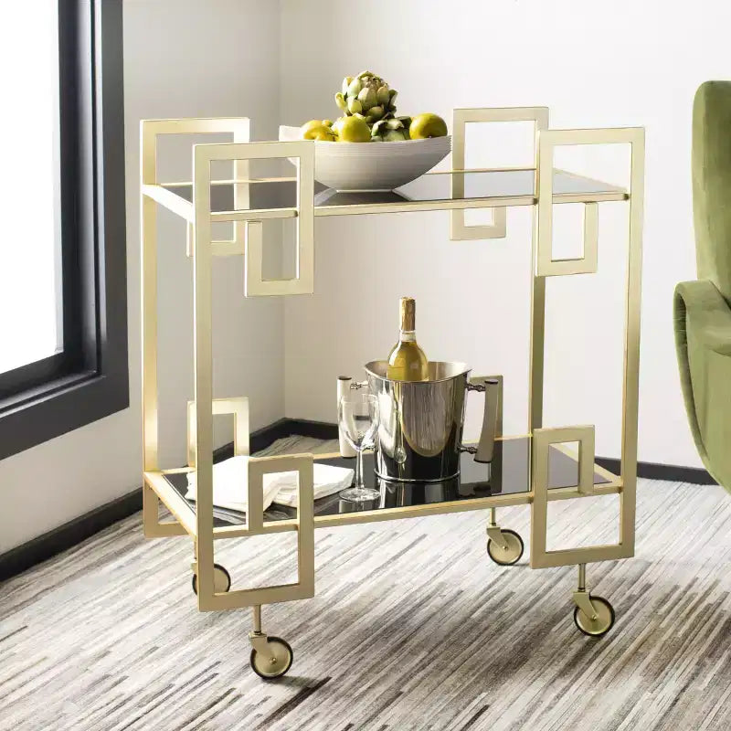 Carrello Bar a 2 Piani Eliza - BCT8005A - Ottone/Vetro - Safavieh