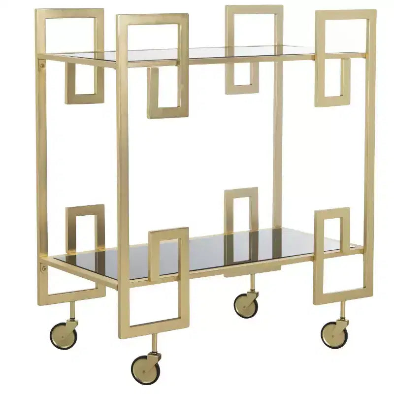 Carrello Bar a 2 Piani Eliza - BCT8005A - Ottone/Vetro - Safavieh