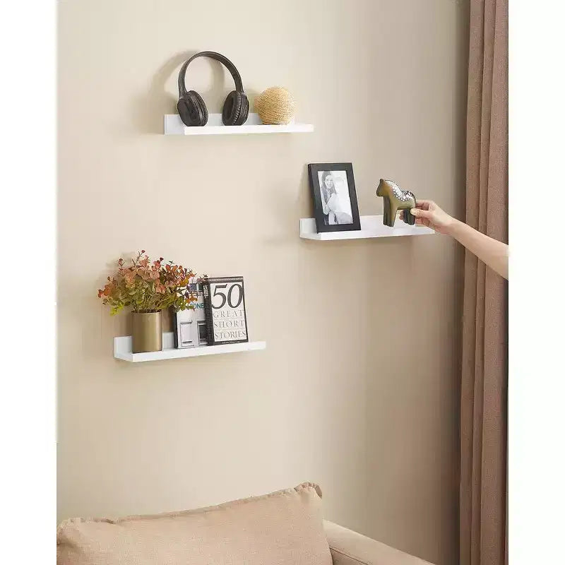 SONGMICS Mensole a Muro Set di 3 Mensole Fluttuanti in Legno