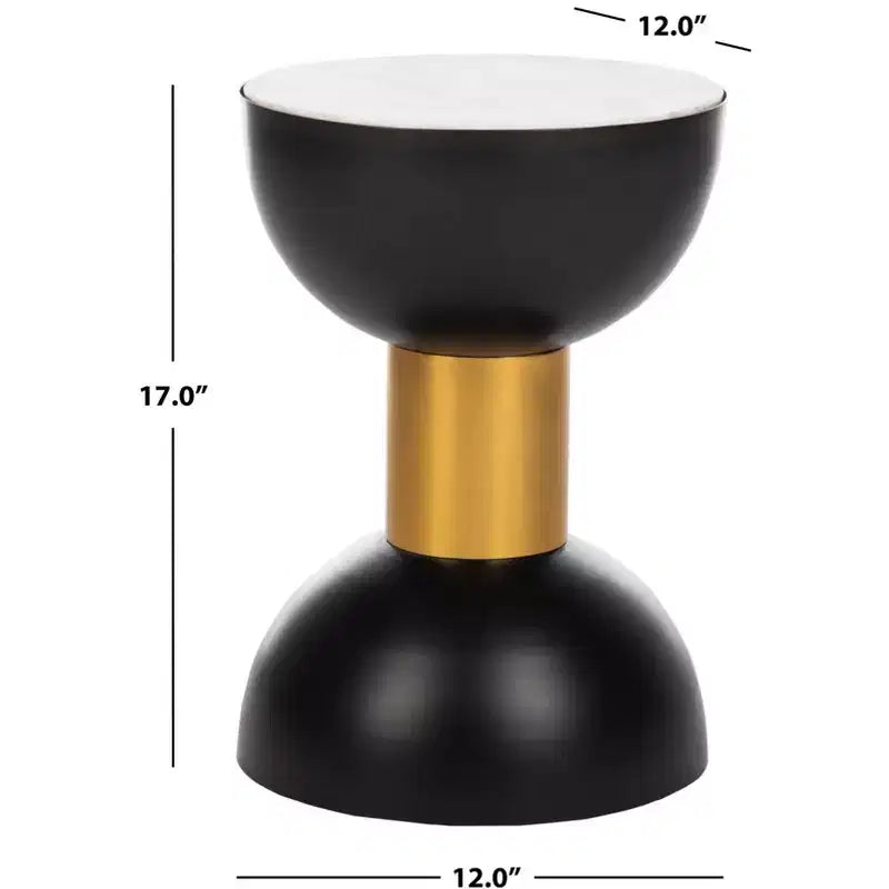 Tavolino rotondo d'appoggio Zephyr - ACC3212 - Bianco/Nero - Safavieh