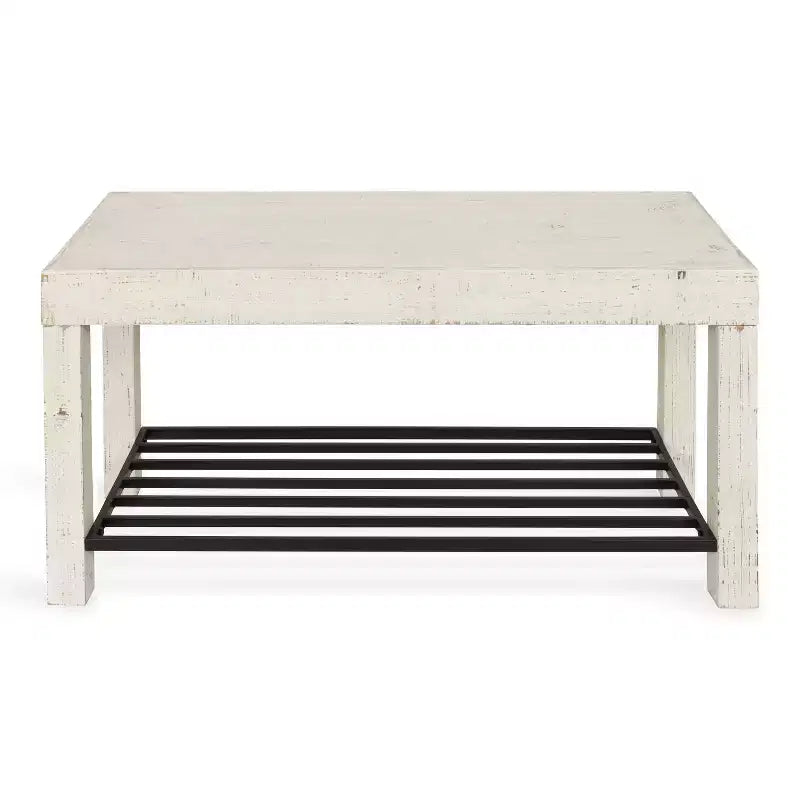 Panca Rettangolare in Legno Kate and Laurel Jeran, 36x14x20, Bianco