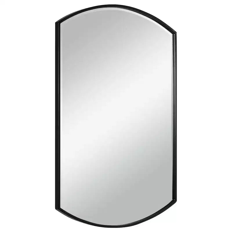 Specchio decorativo da parete Uttermost Vanity, moderno, smussato, con cornice in ferro satinato nero ricurvo, 61 cm di larghezza, per bagno, camera da letto, soggiorno