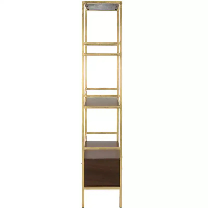 Etagere Mateo a 4 ripiani con 1 cassetto - ETG6205 - Oro/Noce - Safavieh