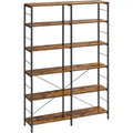 VASAGLE 6-Tier Tall Bookshelf, Bookcase, Large Metal Shelf, 11.8 x 47.2 x 67.9 Inches, Rustic Brown and Black