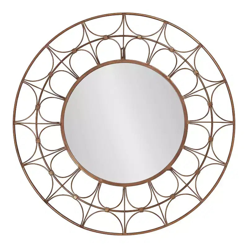 Specchio decorativo rotondo in metallo Avoca di Kate and Laurel, 28 di diametro, bronzo