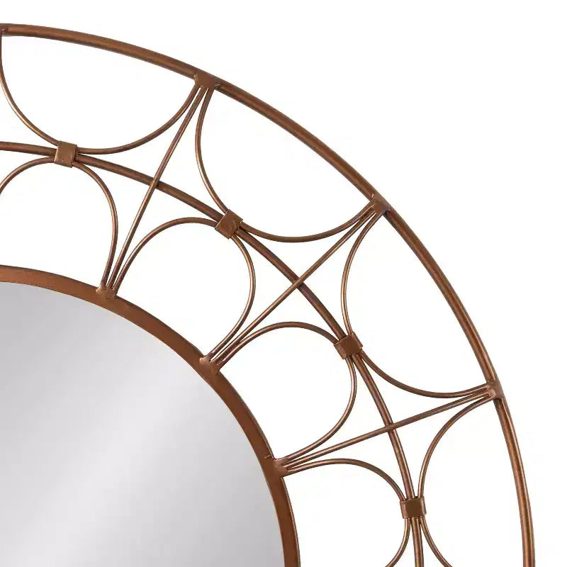 Specchio decorativo rotondo in metallo Avoca di Kate and Laurel, 28 di diametro, bronzo
