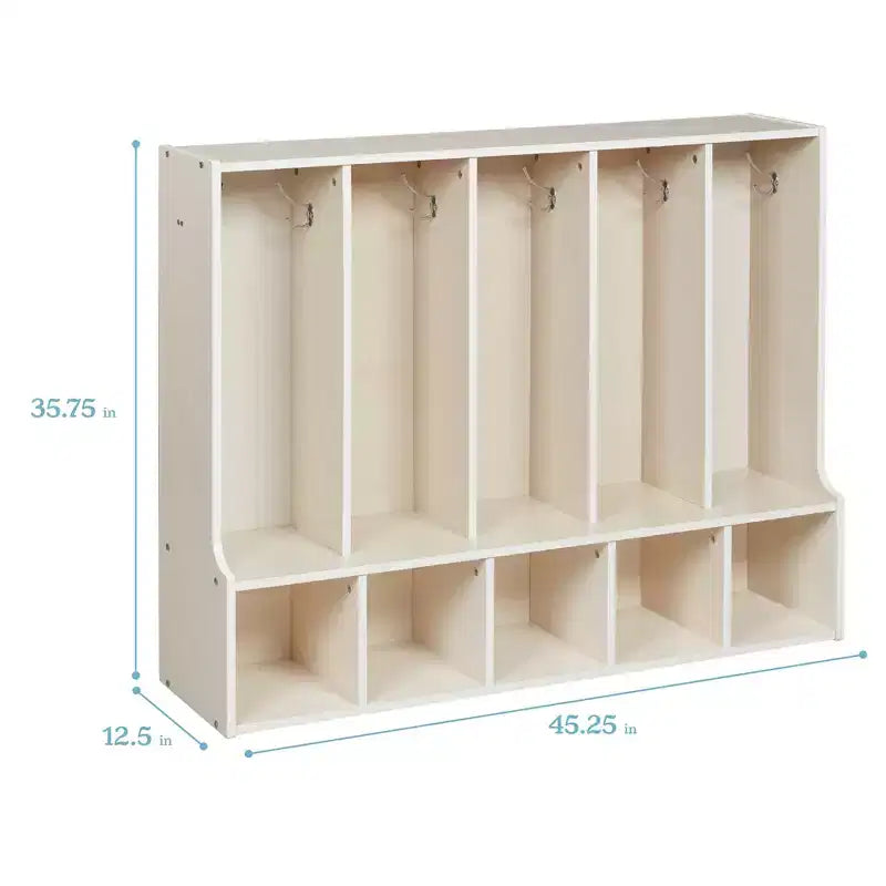 ECR4Kids Armadietto da 5 sezioni con panca, per asilo nido, mobile per aula