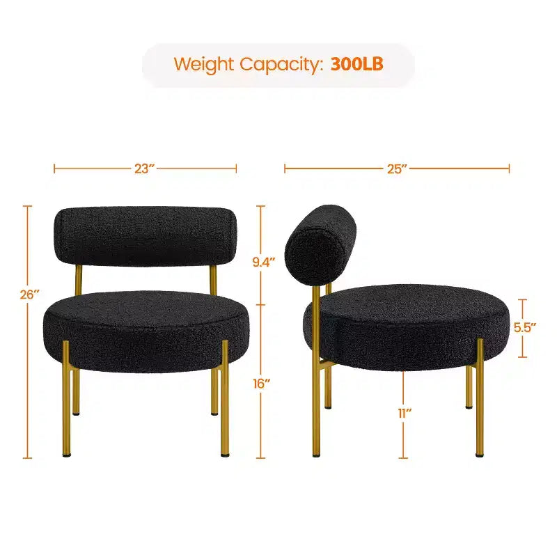 Yaheetech Poltrona in Tessuto Bouclé Sedia Accent per Soggiorno Camera da Letto Lounge