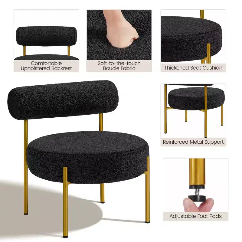 Yaheetech Poltrona in Tessuto Bouclé Sedia Accent per Soggiorno Camera da Letto Lounge