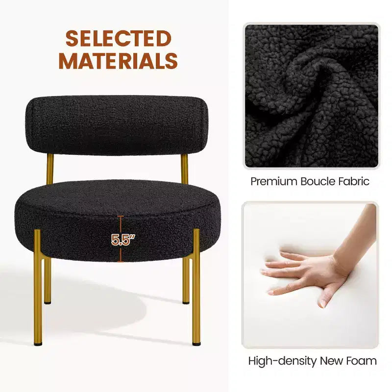 Yaheetech Poltrona in Tessuto Bouclé Sedia Accent per Soggiorno Camera da Letto Lounge