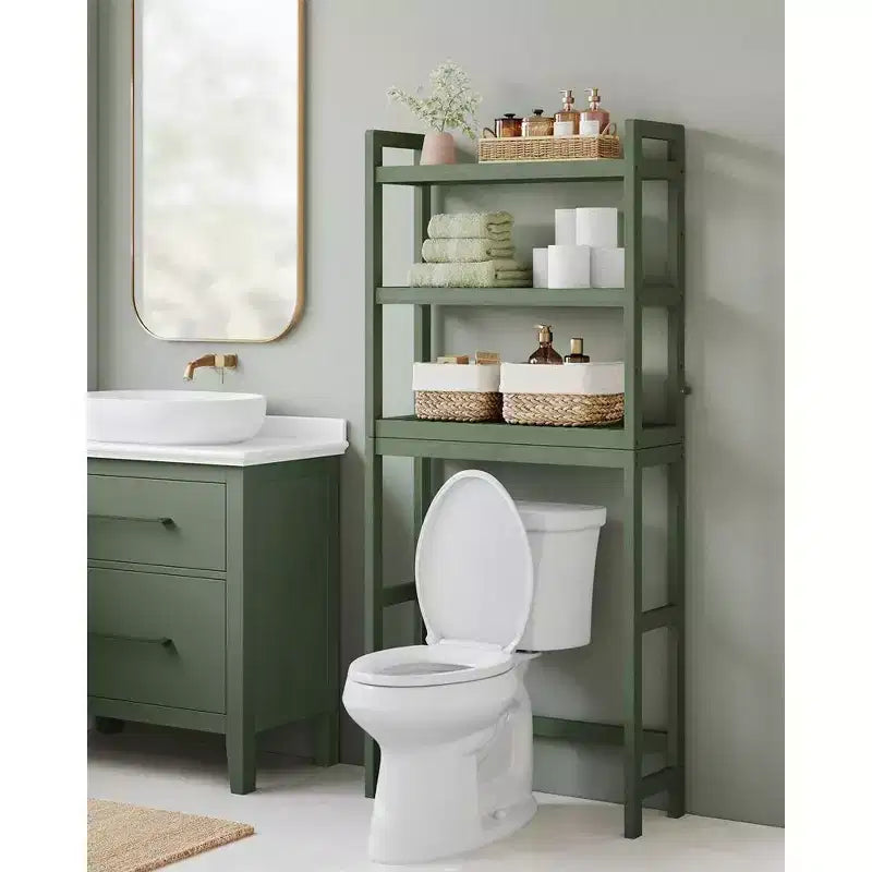 SONGMICS Scaffale sopra WC a 3 Ripiani, Mobiletto Bagno salvaspazio in Bambù