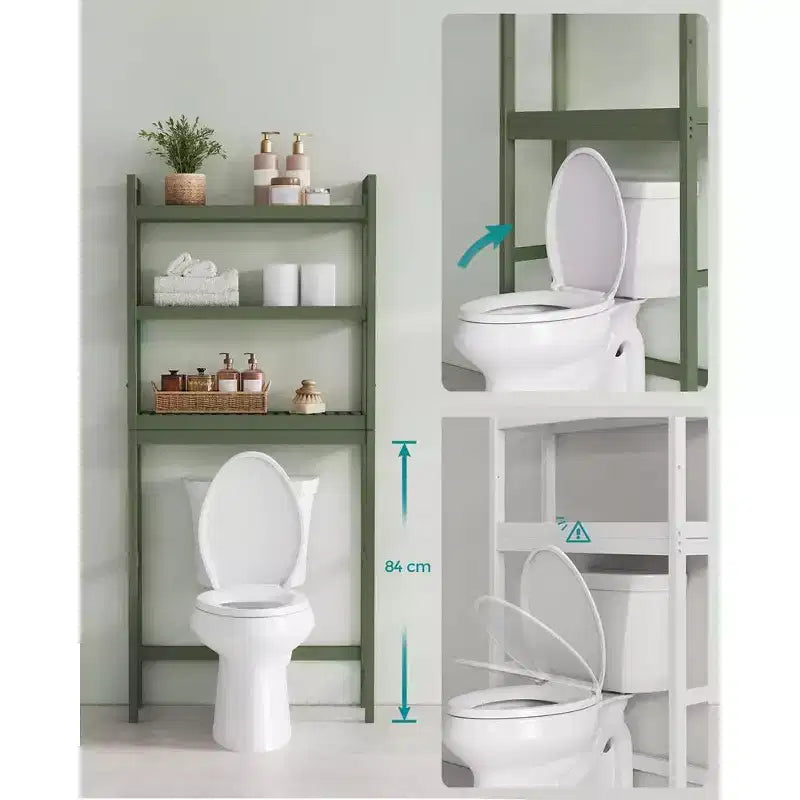 SONGMICS Scaffale sopra WC a 3 Ripiani, Mobiletto Bagno salvaspazio in Bambù