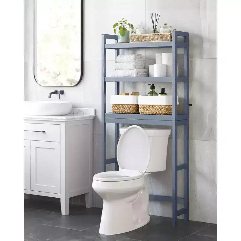 SONGMICS Scaffale sopra WC a 3 Ripiani, Mobiletto Bagno salvaspazio in Bambù