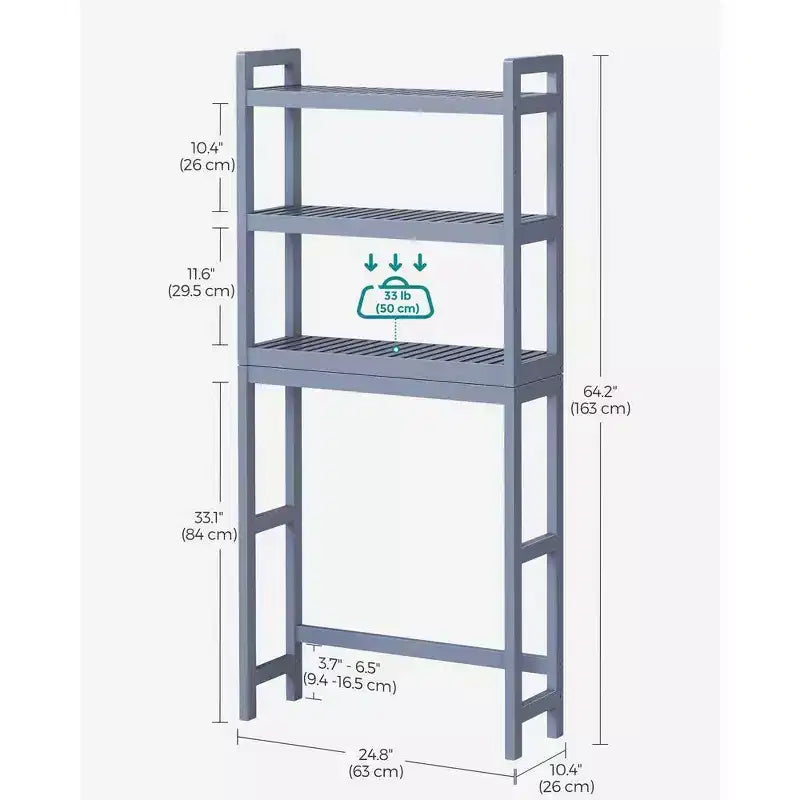 SONGMICS Scaffale sopra WC a 3 Ripiani, Mobiletto Bagno salvaspazio in Bambù