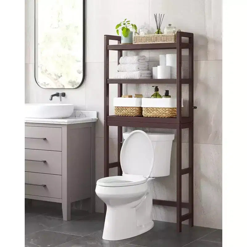 SONGMICS Scaffale sopra WC a 3 Ripiani, Mobiletto Bagno salvaspazio in Bambù