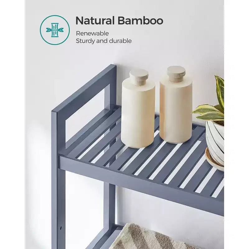 SONGMICS Scaffale sopra WC a 3 Ripiani, Mobiletto Bagno salvaspazio in Bambù