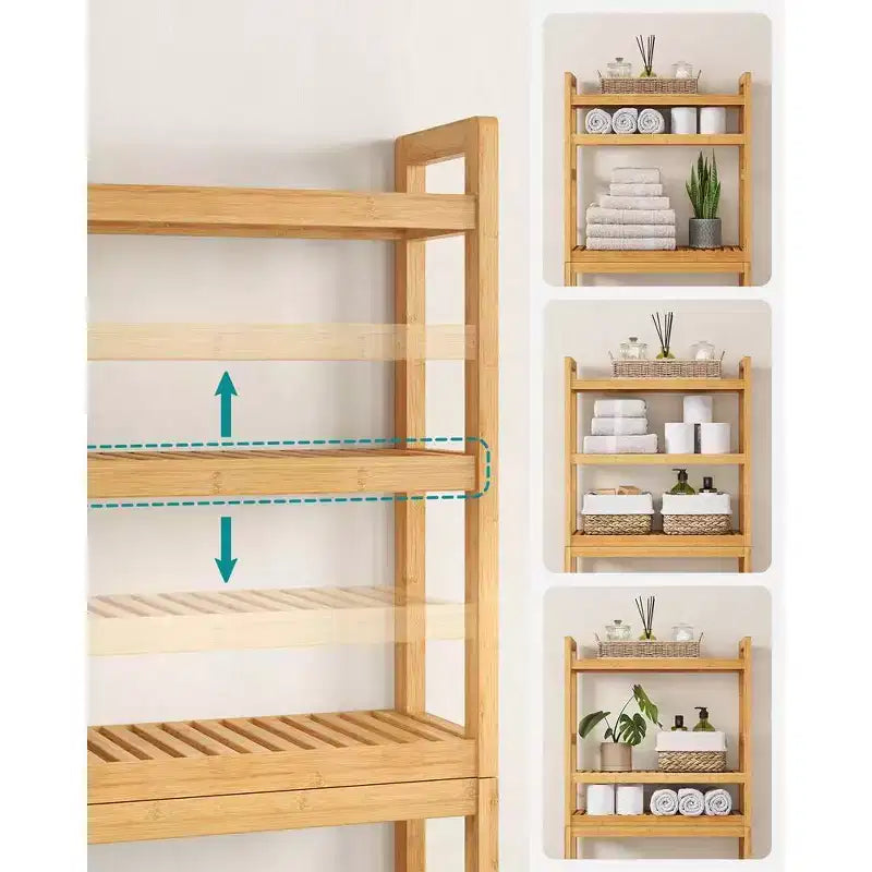 SONGMICS Scaffale sopra WC a 3 Ripiani, Mobiletto Bagno salvaspazio in Bambù