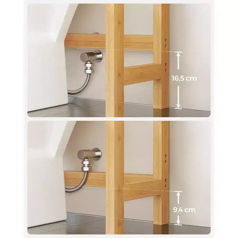 SONGMICS Scaffale sopra WC a 3 Ripiani, Mobiletto Bagno salvaspazio in Bambù