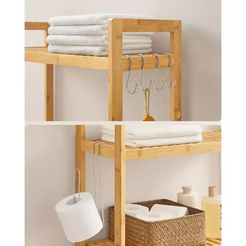 SONGMICS Scaffale sopra WC a 3 Ripiani, Mobiletto Bagno salvaspazio in Bambù