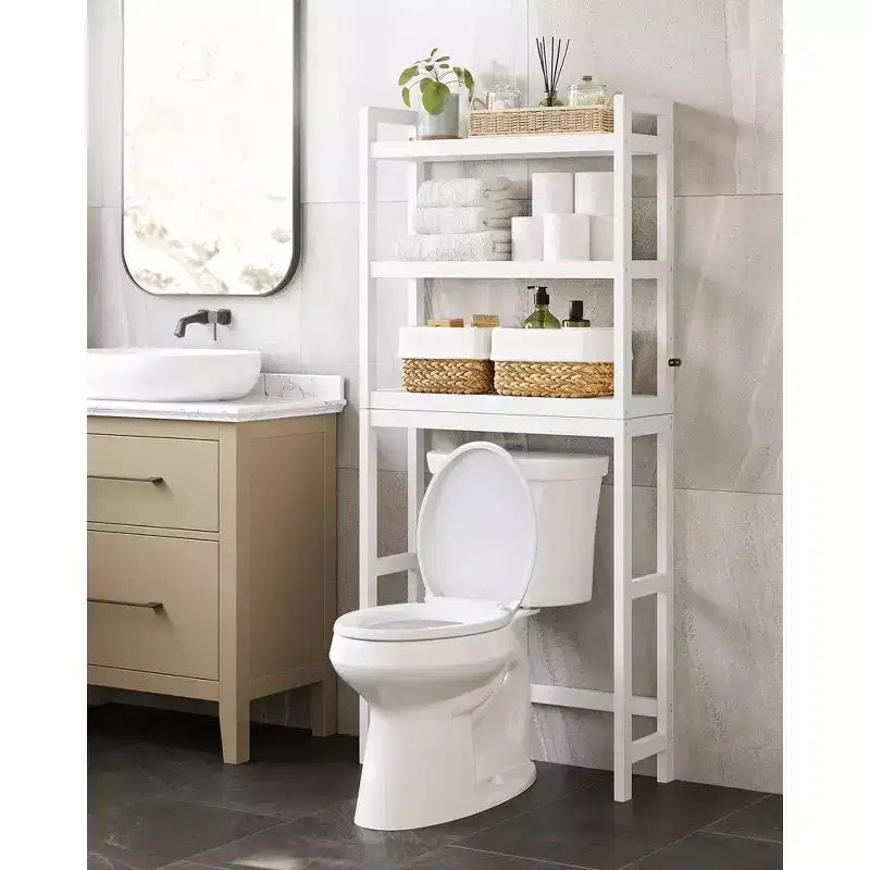 SONGMICS Scaffale sopra WC a 3 Ripiani, Mobiletto Bagno salvaspazio in Bambù