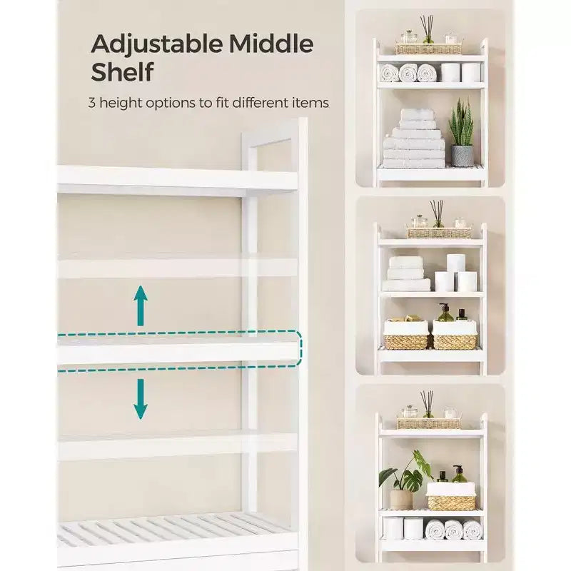 SONGMICS Scaffale sopra WC a 3 Ripiani, Mobiletto Bagno salvaspazio in Bambù