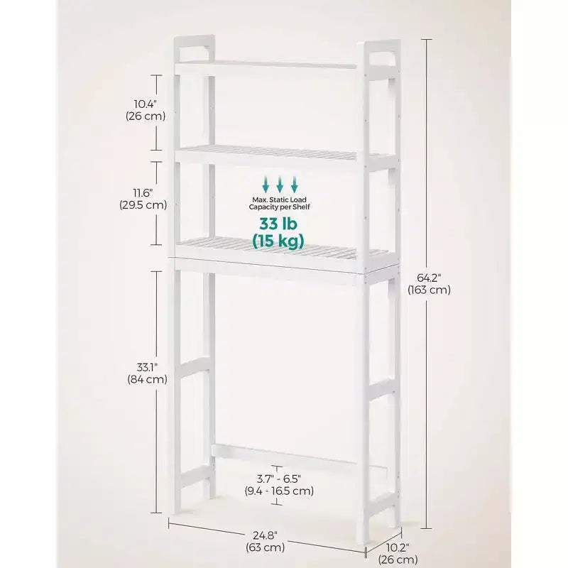 SONGMICS Scaffale sopra WC a 3 Ripiani, Mobiletto Bagno salvaspazio in Bambù