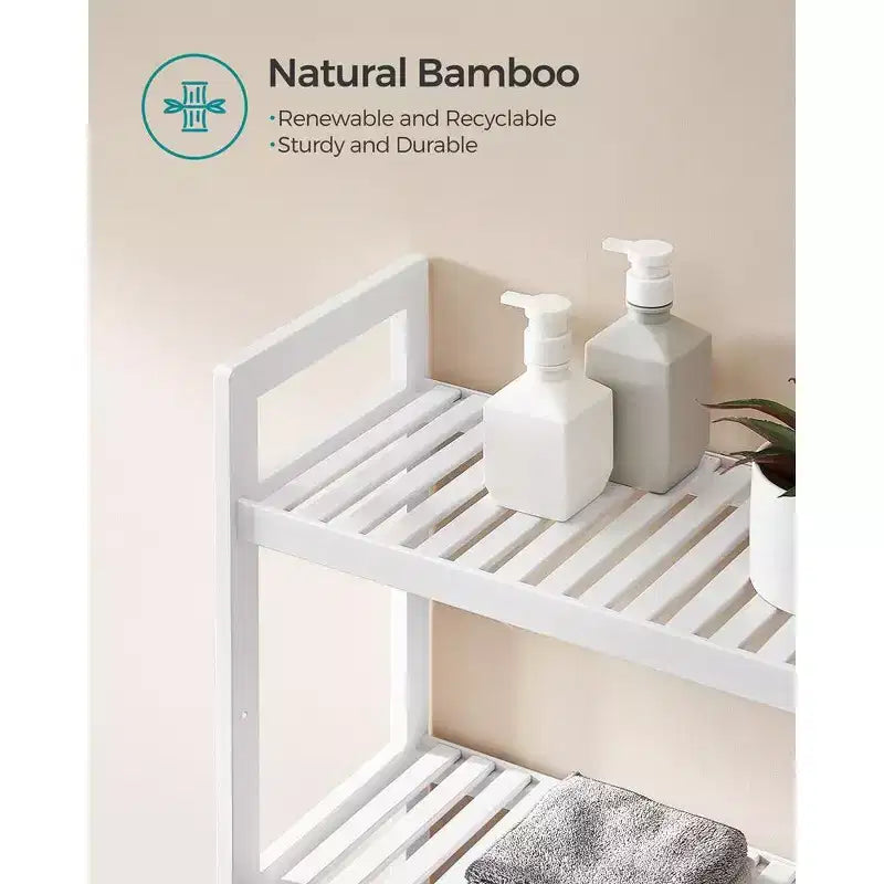 SONGMICS Scaffale sopra WC a 3 Ripiani, Mobiletto Bagno salvaspazio in Bambù