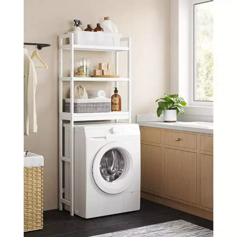 SONGMICS Scaffale sopra WC a 3 Ripiani, Mobiletto Bagno salvaspazio in Bambù