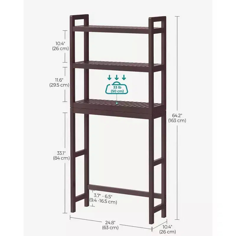 SONGMICS Scaffale sopra WC a 3 Ripiani, Mobiletto Bagno salvaspazio in Bambù