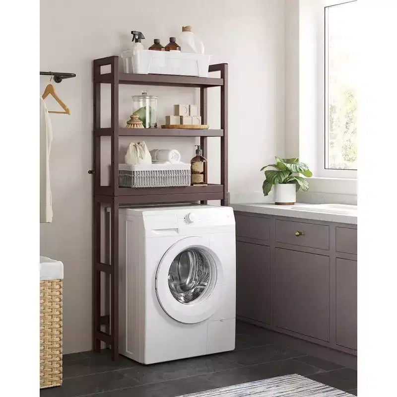 SONGMICS Scaffale sopra WC a 3 Ripiani, Mobiletto Bagno salvaspazio in Bambù