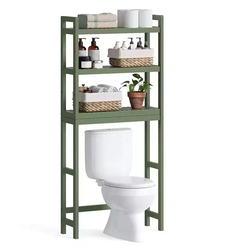 SONGMICS Scaffale sopra WC a 3 Ripiani, Mobiletto Bagno salvaspazio in Bambù