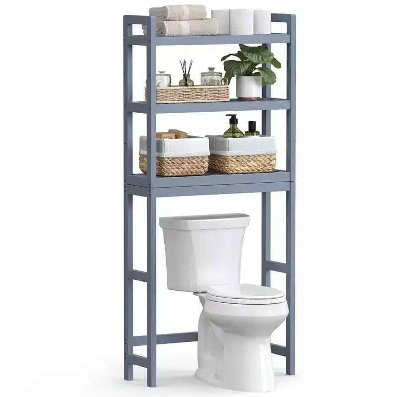 SONGMICS Scaffale sopra WC a 3 Ripiani, Mobiletto Bagno salvaspazio in Bambù