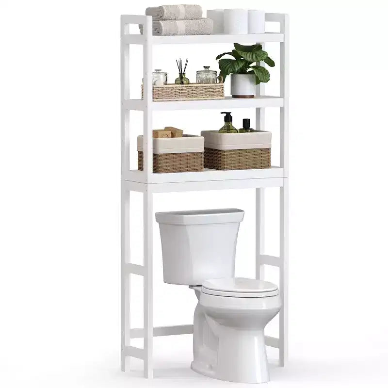 SONGMICS Scaffale sopra WC a 3 Ripiani, Mobiletto Bagno salvaspazio in Bambù