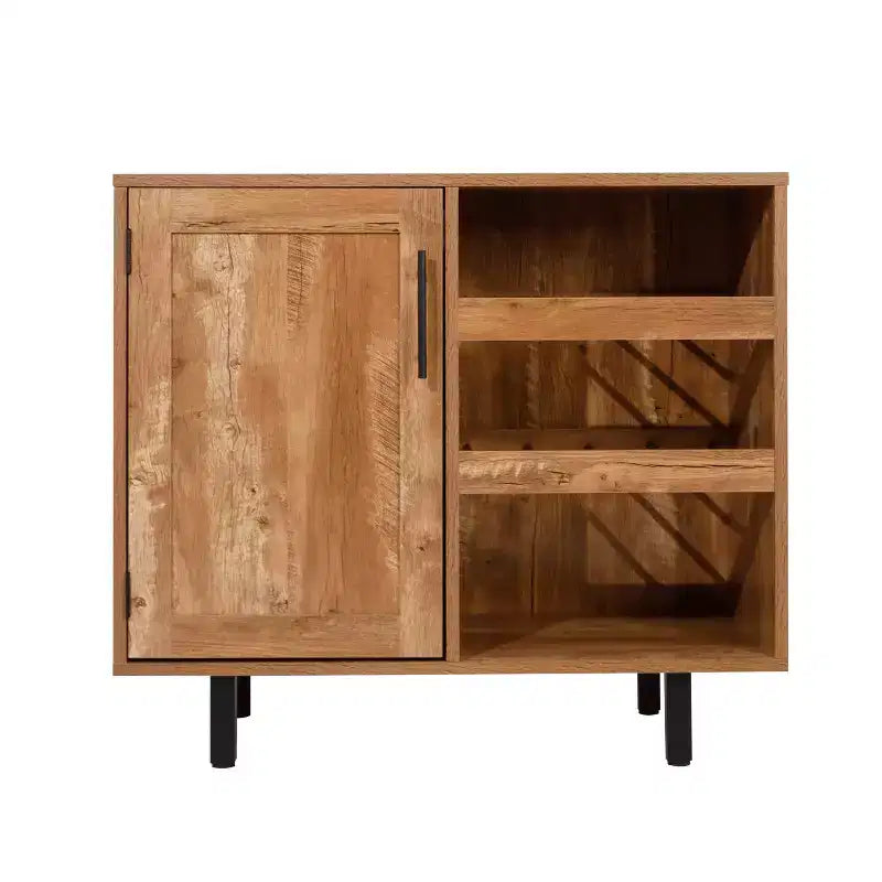 Mobile bar e credenza classici Emma and Oliver con armadietto a porta singola in stile shaker con portabicchieri sospeso e mensole aperte per bottiglie