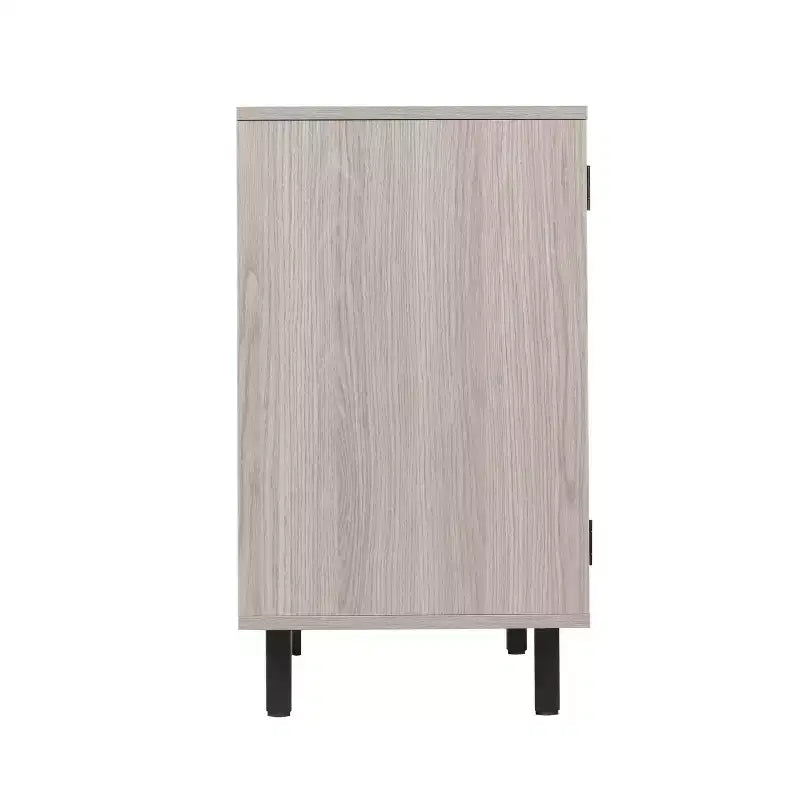 Mobile bar e credenza classici Emma and Oliver con armadietto a porta singola in stile shaker con portabicchieri sospeso e mensole aperte per bottiglie