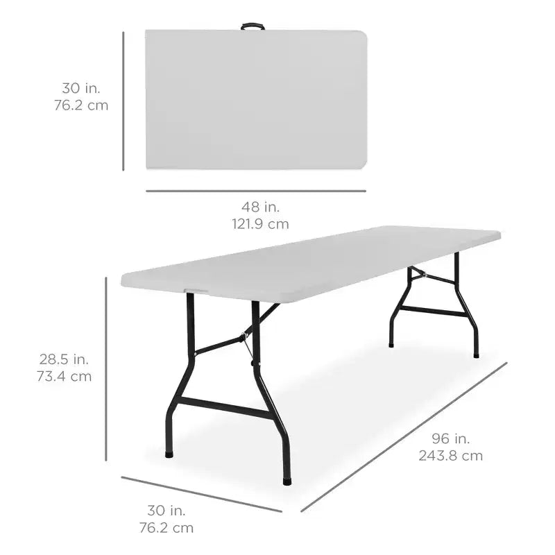 Best Choice Products Tavolo Pieghevole in Plastica da 2,4m, Portatile per Interni ed Esterni Resistente con Maniglia, Blocco per Picnic